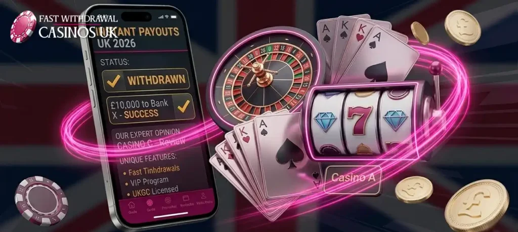 Popular games at instant withdrawal casinos for UK players.